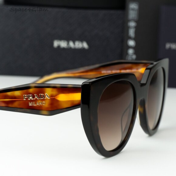 Prada Women Sunglasses Havana Brown Gradient Cat Eye PR14WS 2AU6S1 BRAND NEW - Picture 4 of 8